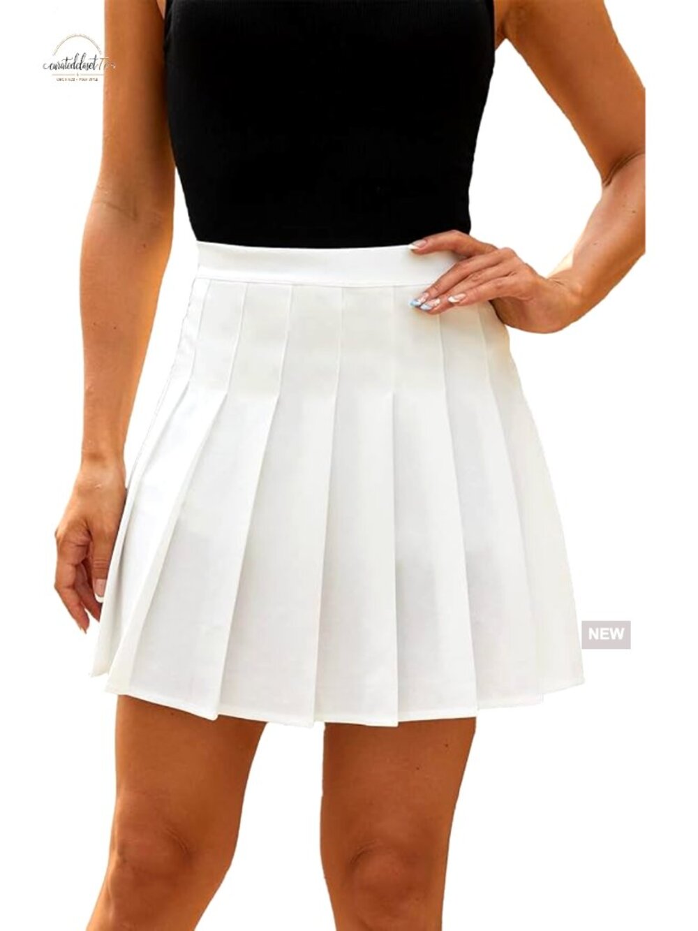 High Waist Pleated Tennis Skirt with Lining Shorts Stretchy Fabric